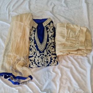 Indian pant suit - pants, shirt (kurta) and scarf (dupatta)